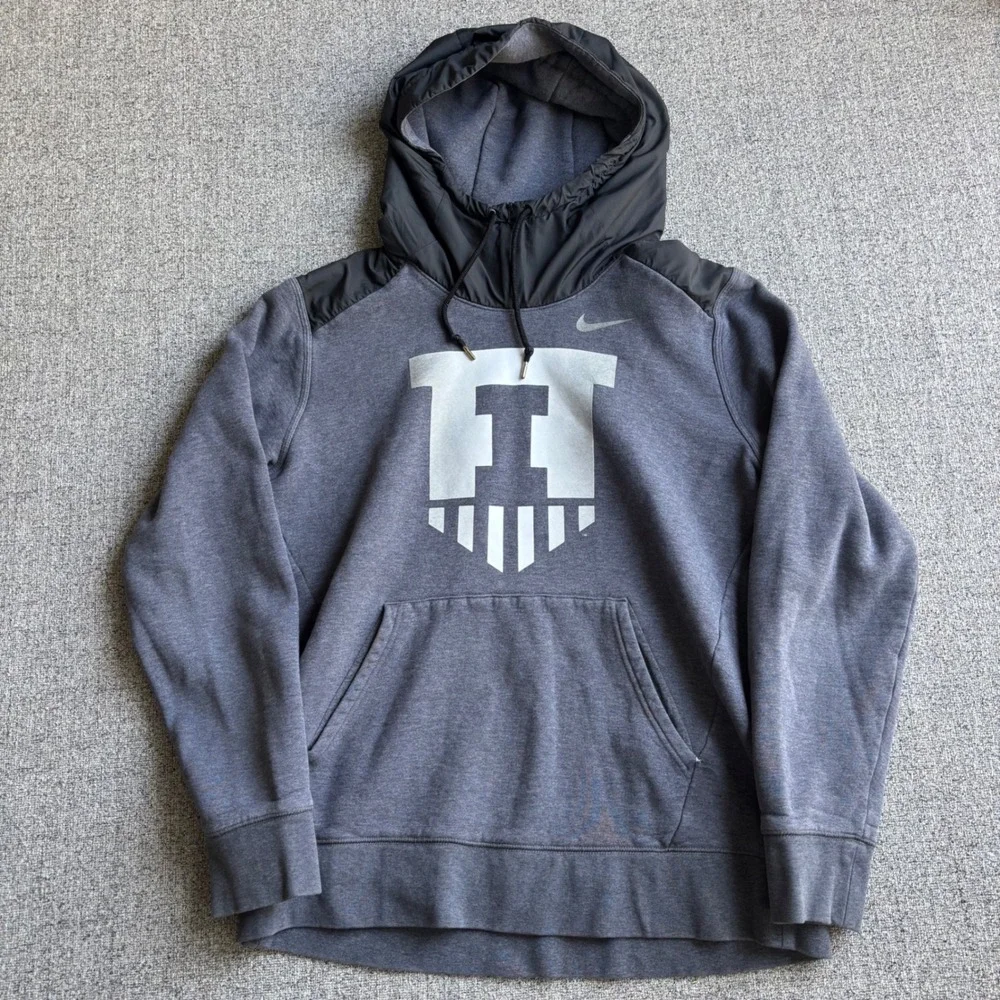 Illinois Nike Hoodie Mens Large Gray Shield Hybrid Tech Fleece Sportswear